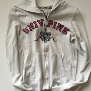 PINK Victoria’s Secret White Zip-Up Hoodie